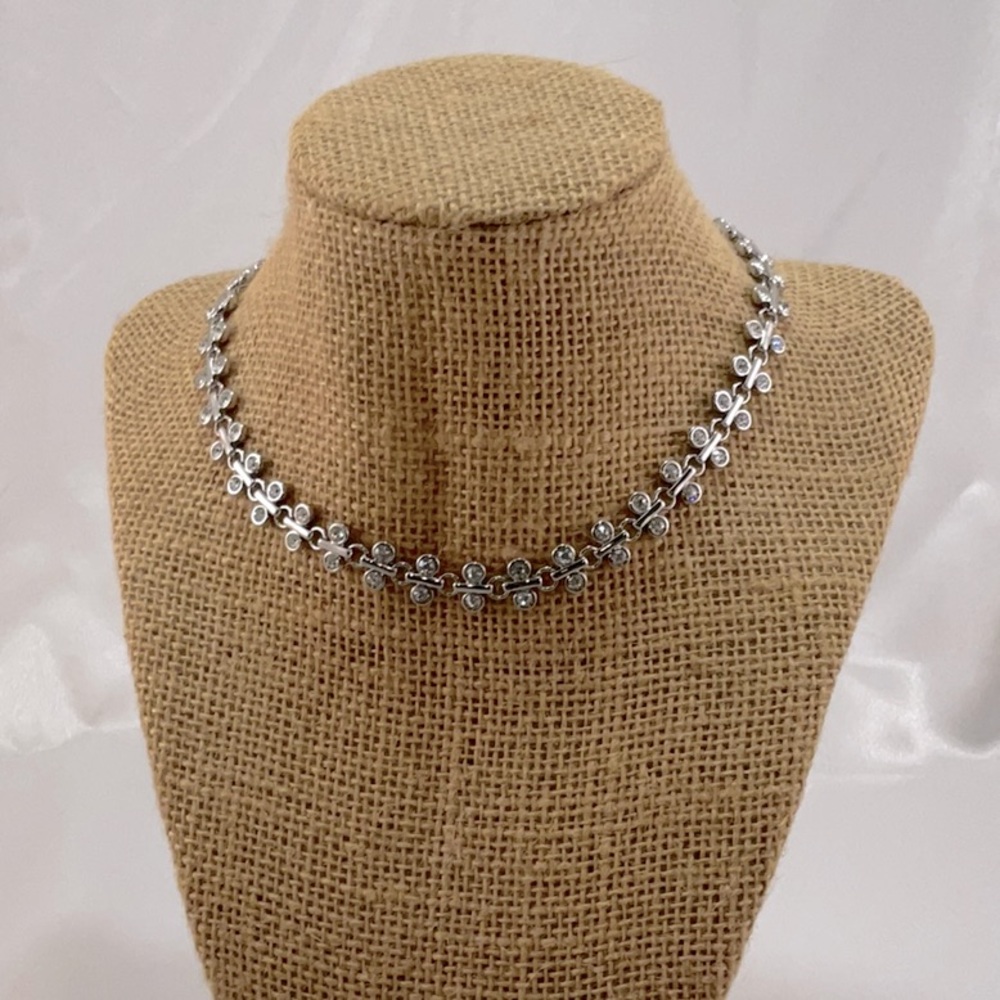 C&I Necklace Silver and Rhinestone Crystals